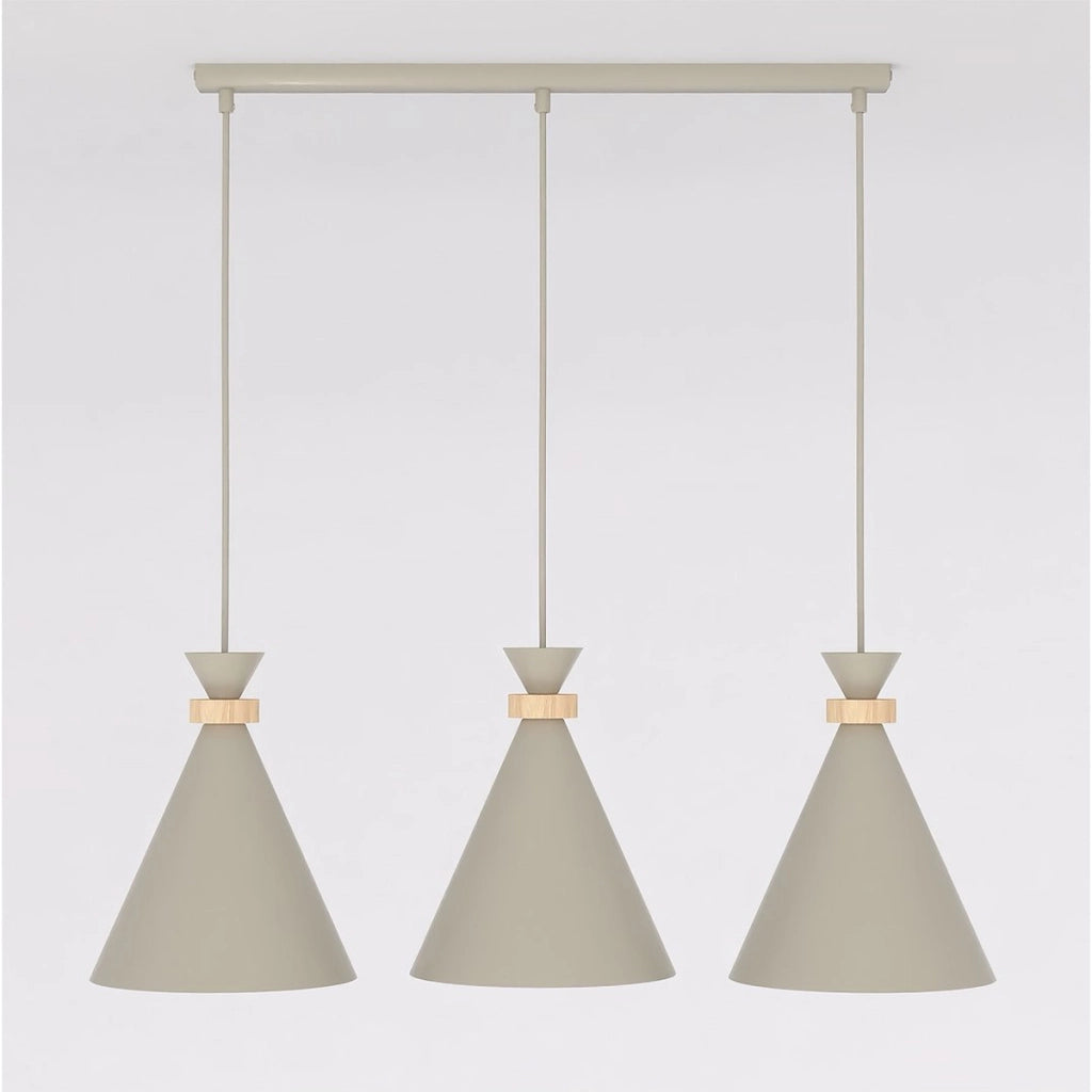 Lampada a sospensione ZERO in acciaio beige e legno