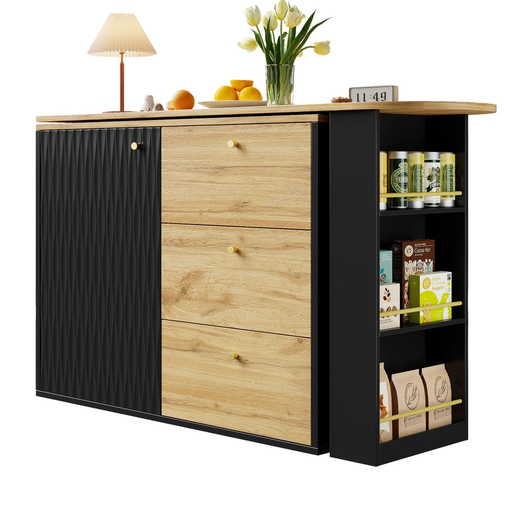 TAVOLO BAR 360° Girevole e Allungabile 138-204x39x104 cm Nero MDF