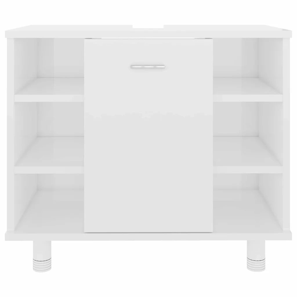 Armadio da Bagno Bianco Lucido 60x32x53,5 cm in Truciolato cod mxl 15442
