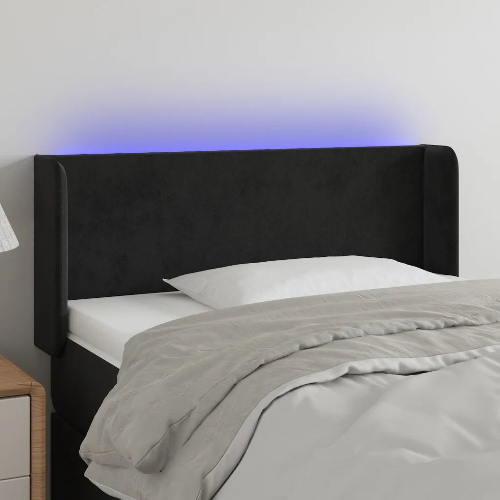 Testiera | Testata a LED Nera 83x16x78/88 cm in Velluto