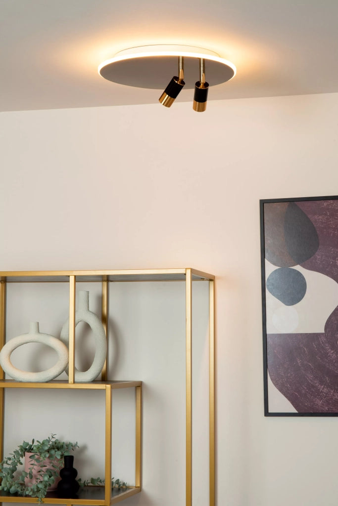 Plafoniera LED Lucide Jubel nera/oro 40cm dimmerabile
