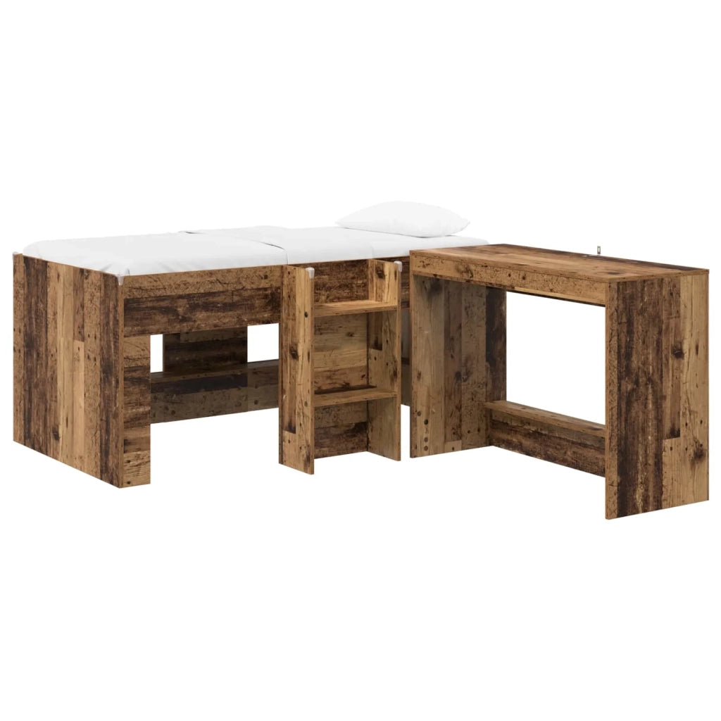 Letto alto per bambini con scrivania 2 pz Legno antico 3423468