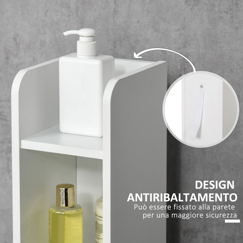 EasyComfort Colonna Bagno con Mensole e Armadietti, Mobile Alto Salvaspazio in Legno 15x17x120cm, Bianco