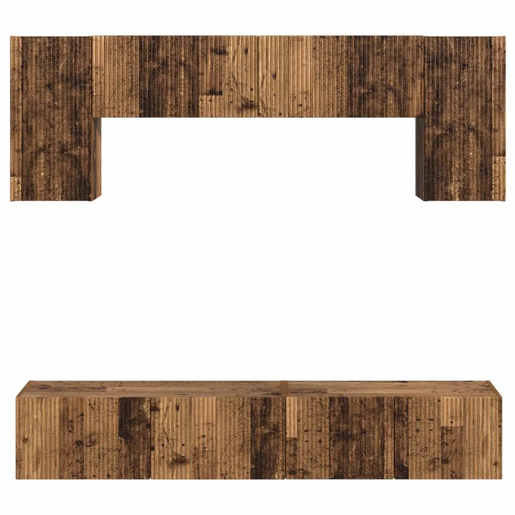 Set mobile TV 4 pz-Credenza per TV Legno vecchio Legno multistrato 125472