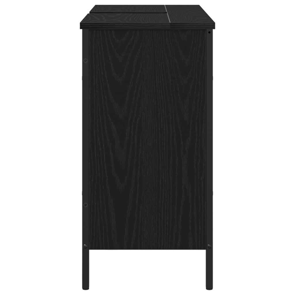 Mobile lavabo da bagno  Nero Rovere 80x30x60 cm Legno ingegnerizzato