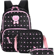 Zaino per bambine, borsa per scuola per bambini, borsa con contenitore per il pasto e tasca per penne, design ergonomico, borse per scuola, scuola primaria, zaino per bambine
