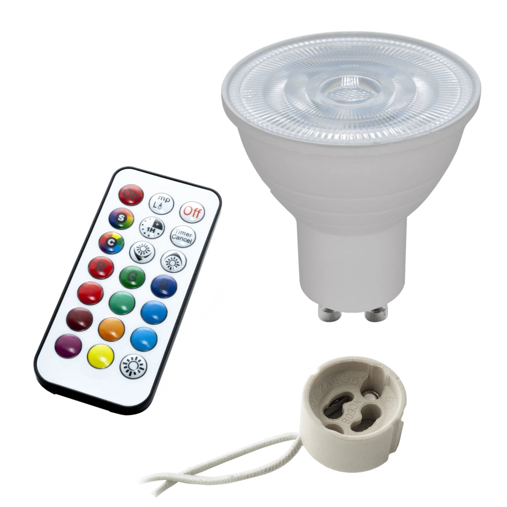 Faretto LED cromoterapia lampada GU10 6W incasso 65mm luce centro estetico abbronzante 230V SILVER LUCE RGBW 3000K