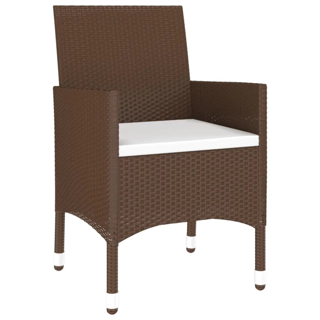 Set Bistrot Giardino 3 pz Polyrattan e Vetro Temperato Marronecod mxl 93033