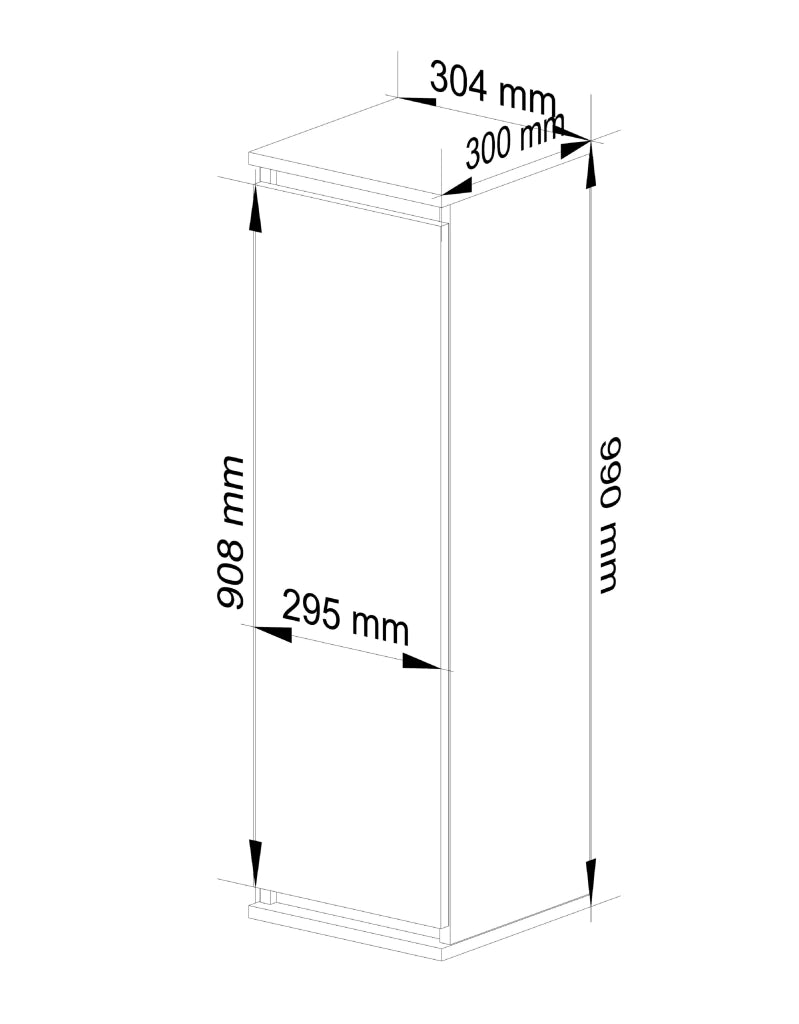 Armadietto a parete con ante strette AKORD W30 Bianca 30 cm 1 anta inserto frontale Sonoma Quercia 30x30x99 cm