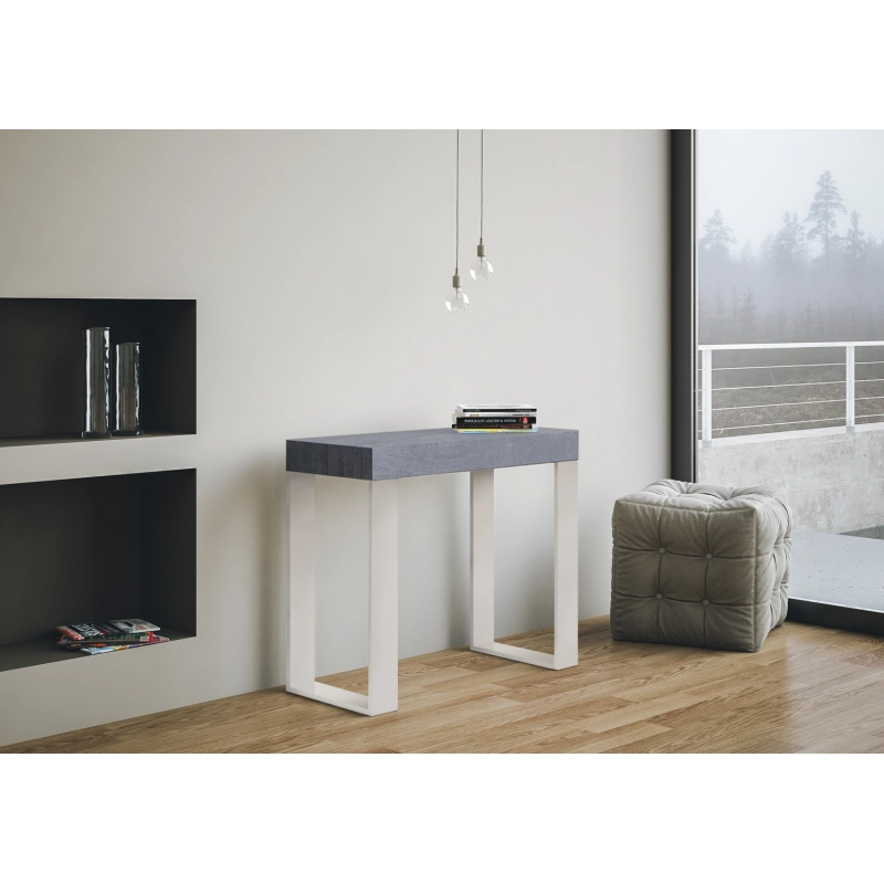Consolle allungabile 90x40/300 cm Tecno telaio Bianco - Noce