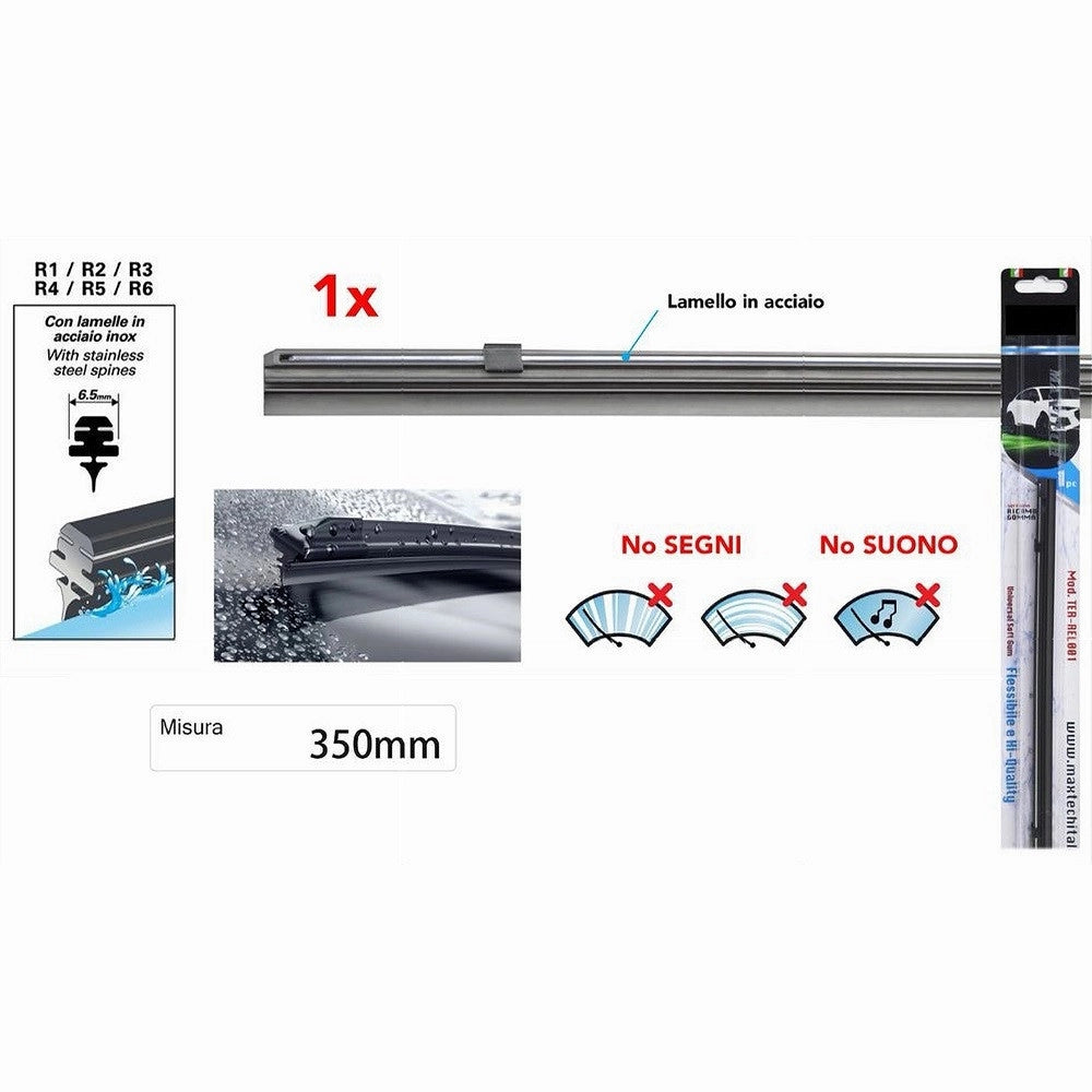 Trade Shop - Ricambi Per Spazzola Tergicristallo Gommino Nero 35 Cm Alta Qualità Ter-rel002 -