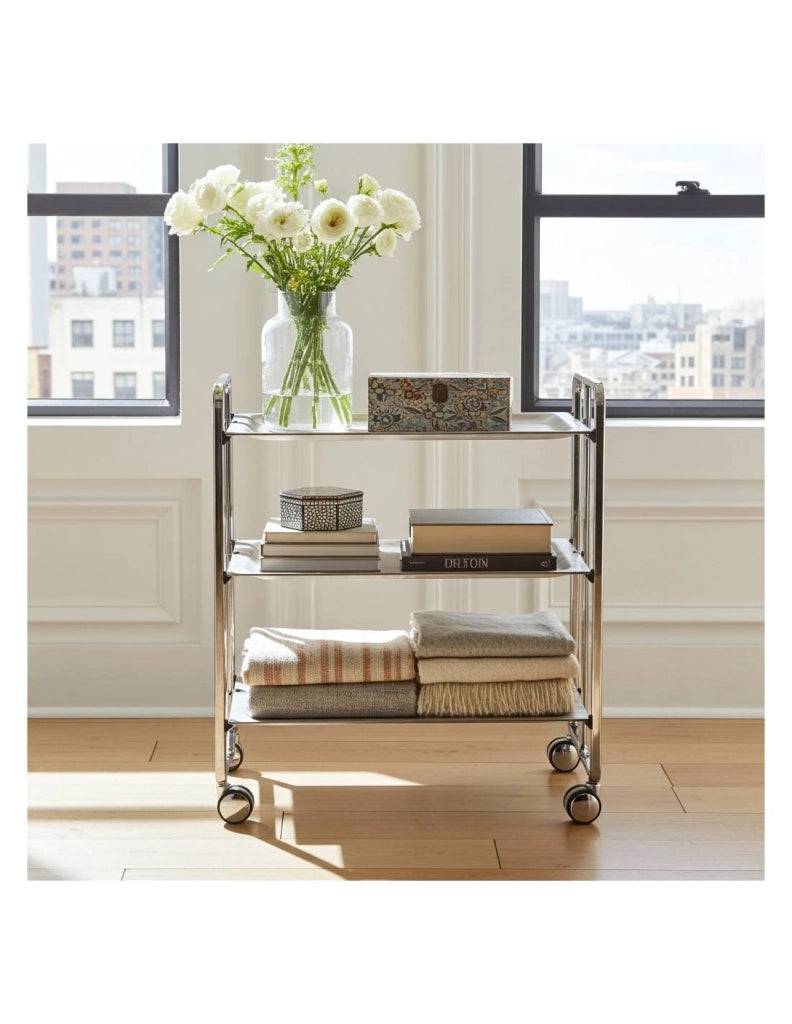 Carrello da cucina pieghevole cromato con ruote BAUHAUS 3 ripiani