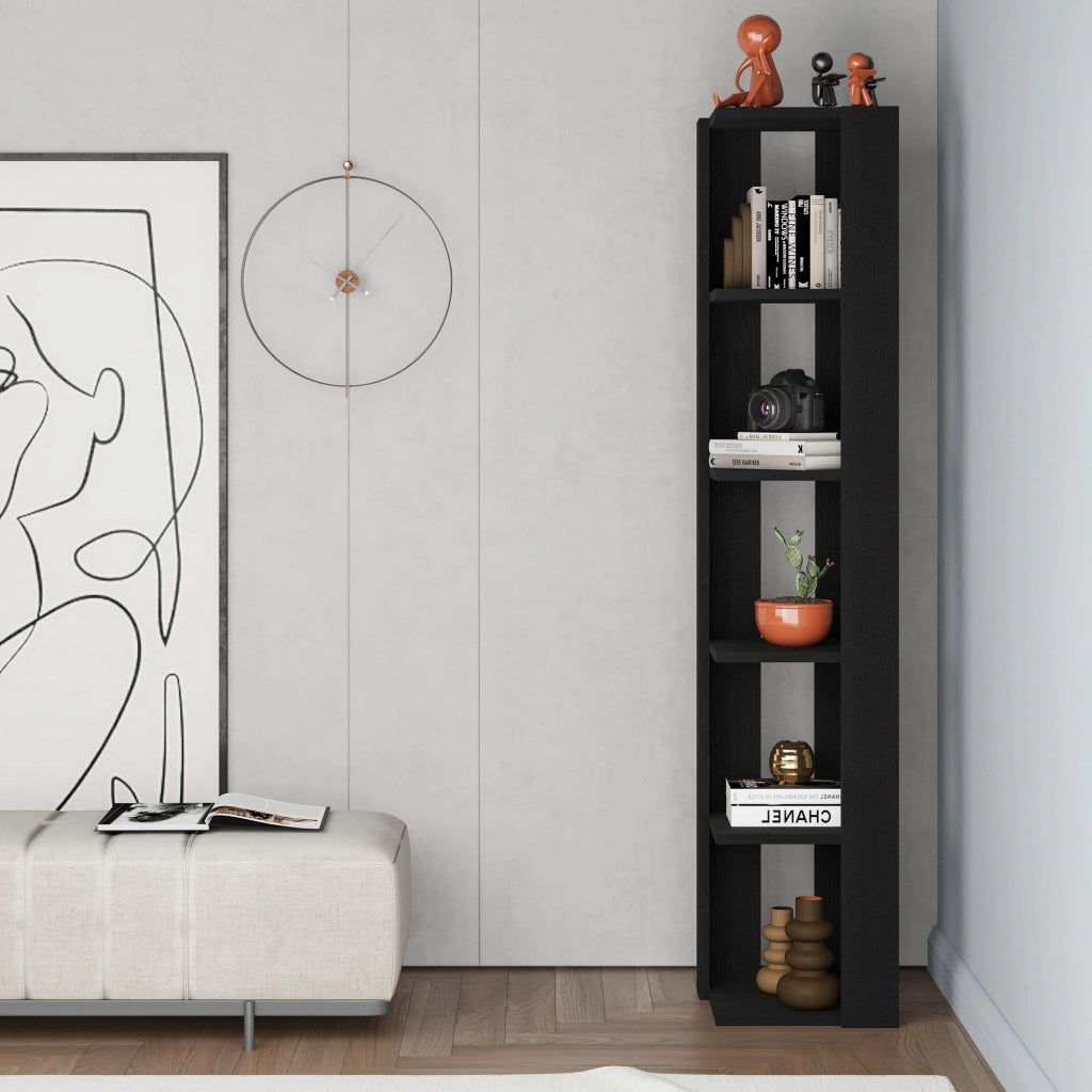 Libreria in legno "Nati" - 32 x 32 x 161 cm - Nero