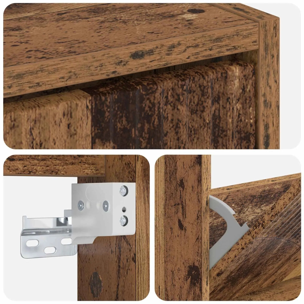 Mobiletto per Scarpe da Muro HOORN 71 x 17 x 43 cm Legno antico 897293