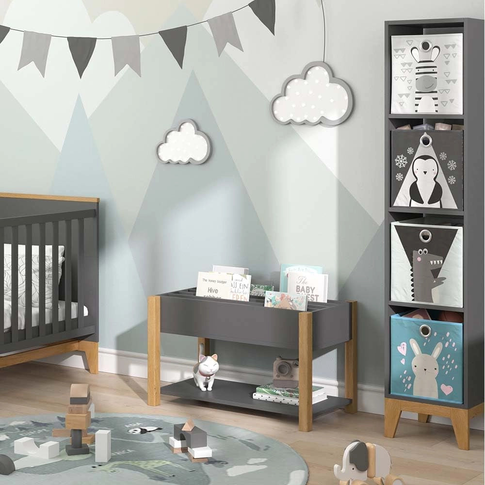 Scaffale per bambini Malia, Grigio, 80 x 46 cm, autoportante per riporre giocattoli e libri