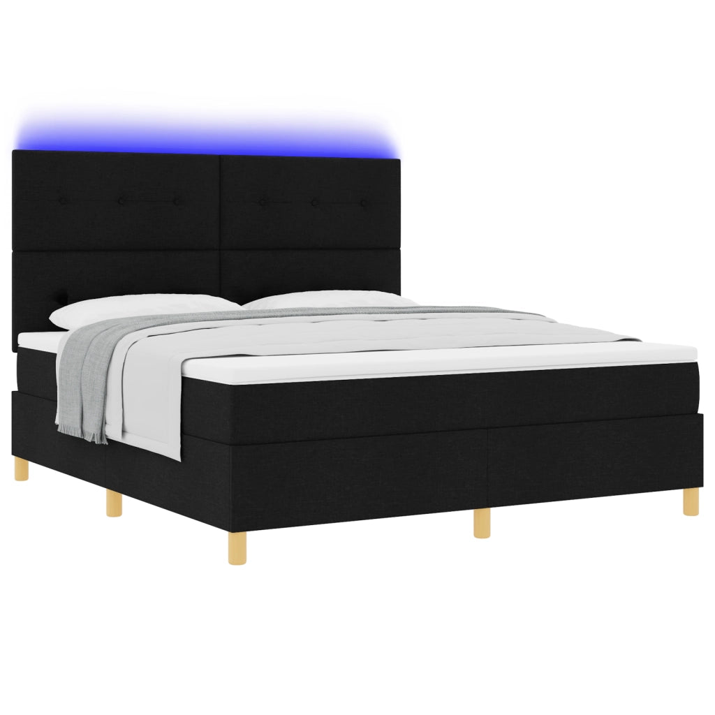 Letto a molle con materasso e LED nera 180x200 cm Tessuto