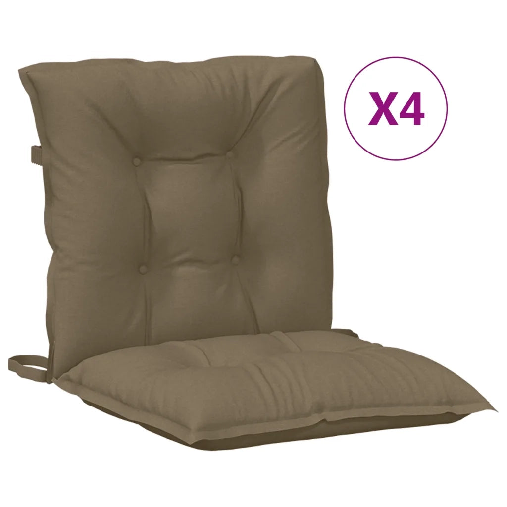 vidaXL Cuscini Sedia Schiena Bassa 4 pz Tortora Mélange Tessuto