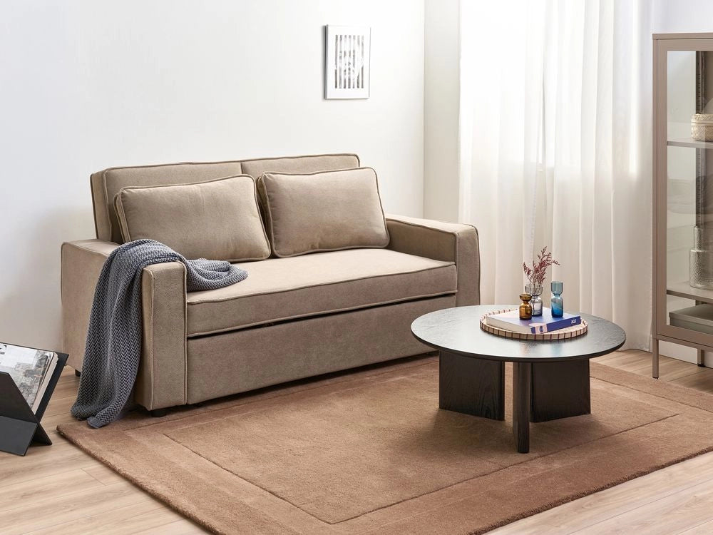 Divano letto in tessuto marrone chiaro con funzione letto pieghevole Divano minimalista