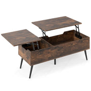 Tavolino da caffè con piano sollevabile 111 x 48 x 40-53,5 cm con pratico contenitore stile contemporaneo legno marrone 20_0013800