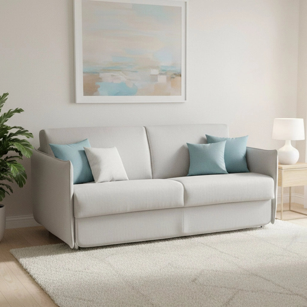 Cecina, Divano Letto 3 Posti Sfoderabile Made in Italy, 200x95 cm Grigio Chiaro