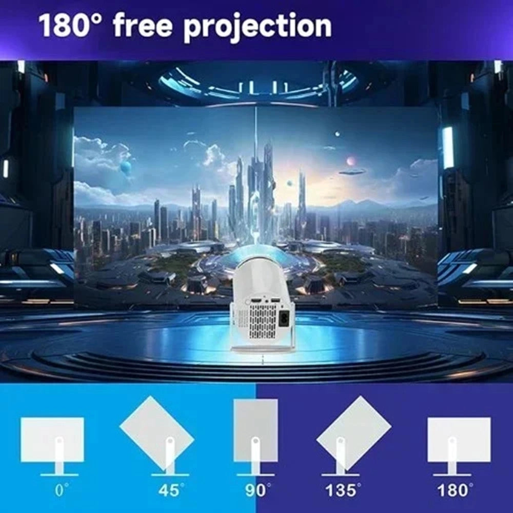 Trade Shop - Mini Proiettore Multimediale A Led Ultra Hd 4k Usb Portatile Supporto Girevole 180° Pr80 -