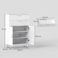 kleankin Mobile Bagno con 2 Cassetti e Armadietto con Ripiano Regolabile, in Legno, 60x30x93 cm, Bianco