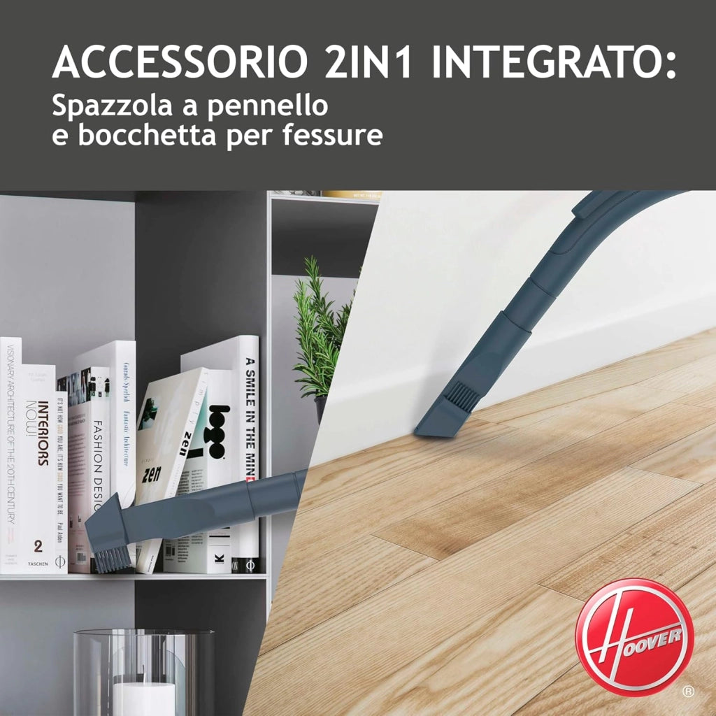 BR71_B30, Aspirapolvere a traino senza sacco, 700 W, 2 litri capacità bin, 78 Decibel, Mini turbo spazzola, Nero/Verde/Grigio Fumo