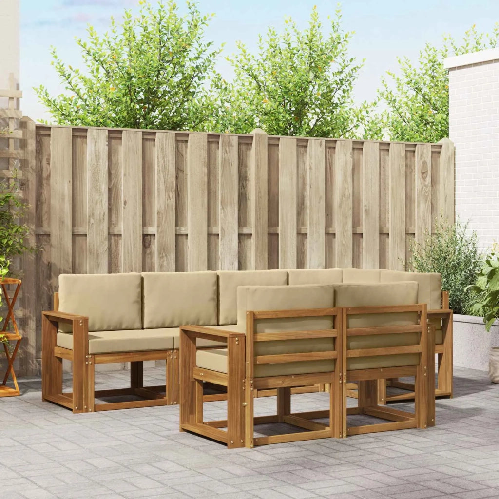 Set di divani da esterno con cuscino 7 pcs Naturale e Beige