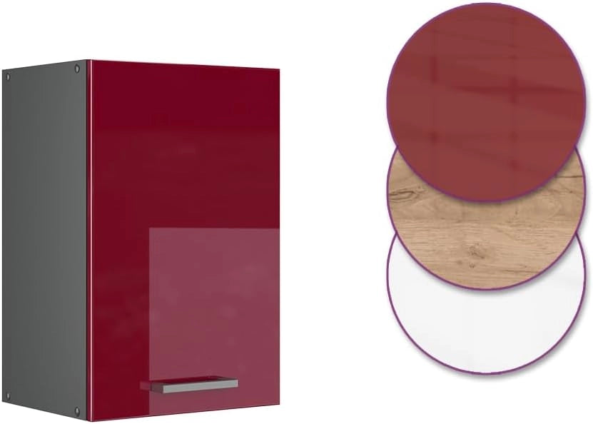 Pensile da cucina R-Line, Rosso lucido, 40 cm, per la libera combinazione all'interno di sistemi cucina modulari