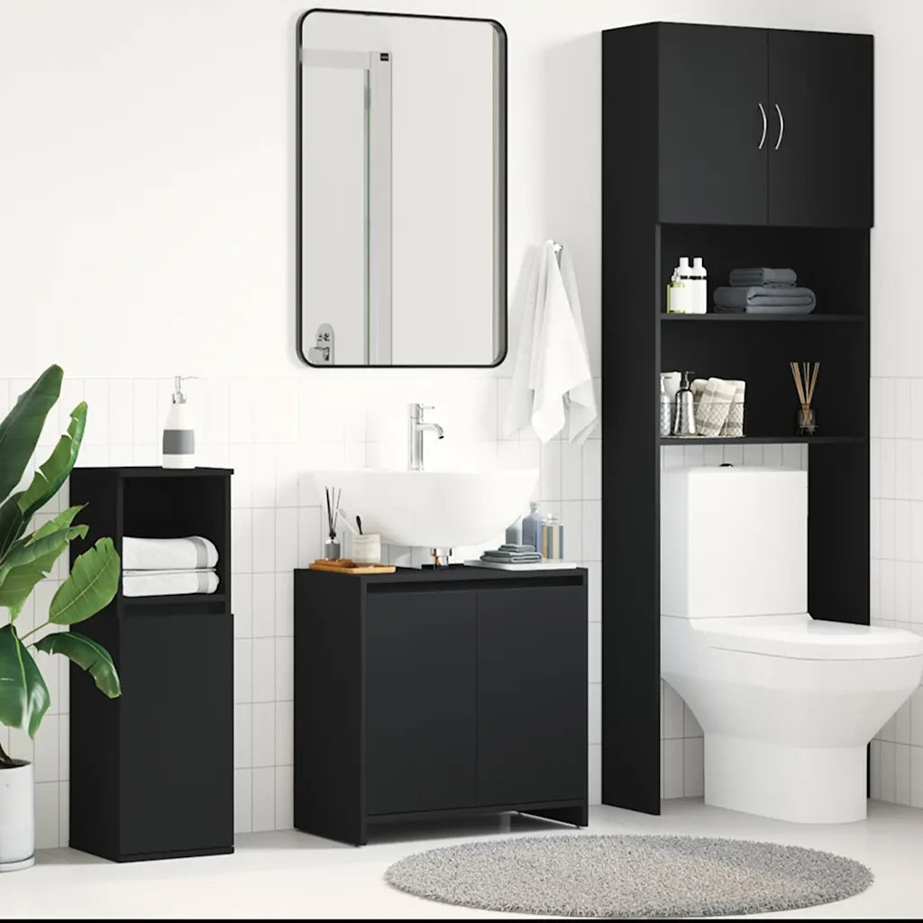 Mobile da Bagno | Armadio da bagno Nero 60x33x61 cm in Legno Multistrato