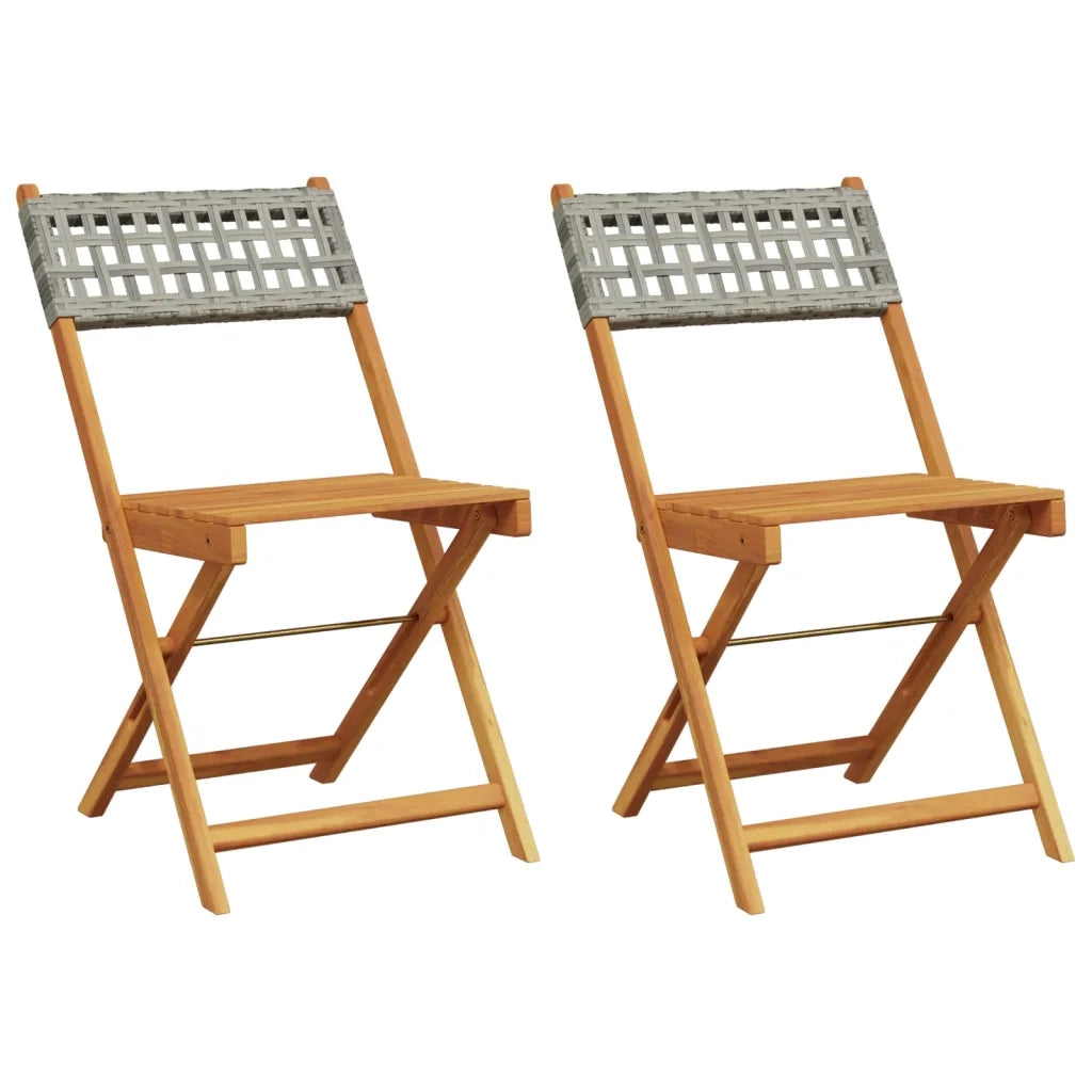 Sedie da BistrÃ² 2 pz Grigie Legno Massello Acacia e Polyrattan