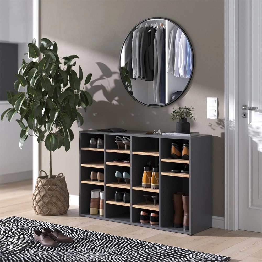 Scarpiera Lysander, Quercia dorata, 104 x 65.5 cm, per una conservazione ordinata di scarpe e accessori