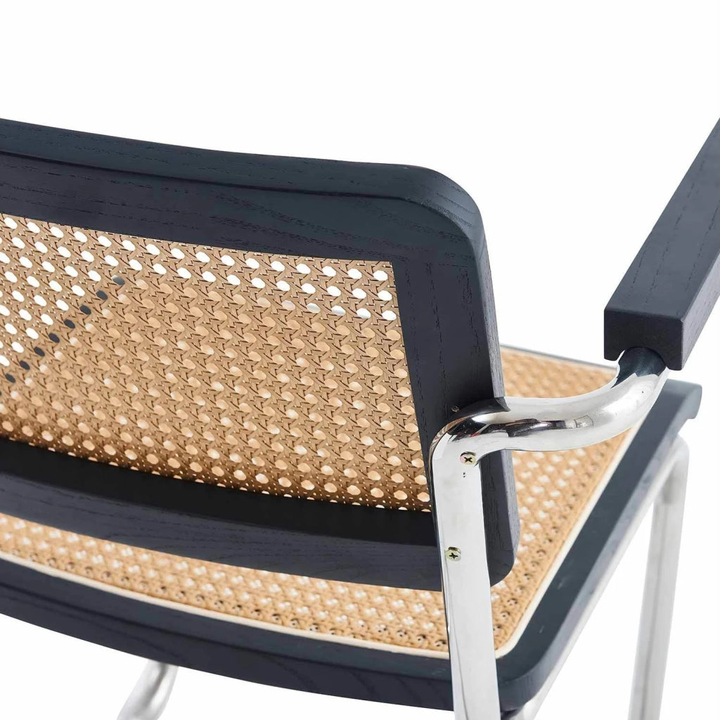 LÚZETE - POLTRONA WEBSTER RETTO NERO RATTAN NATURALE