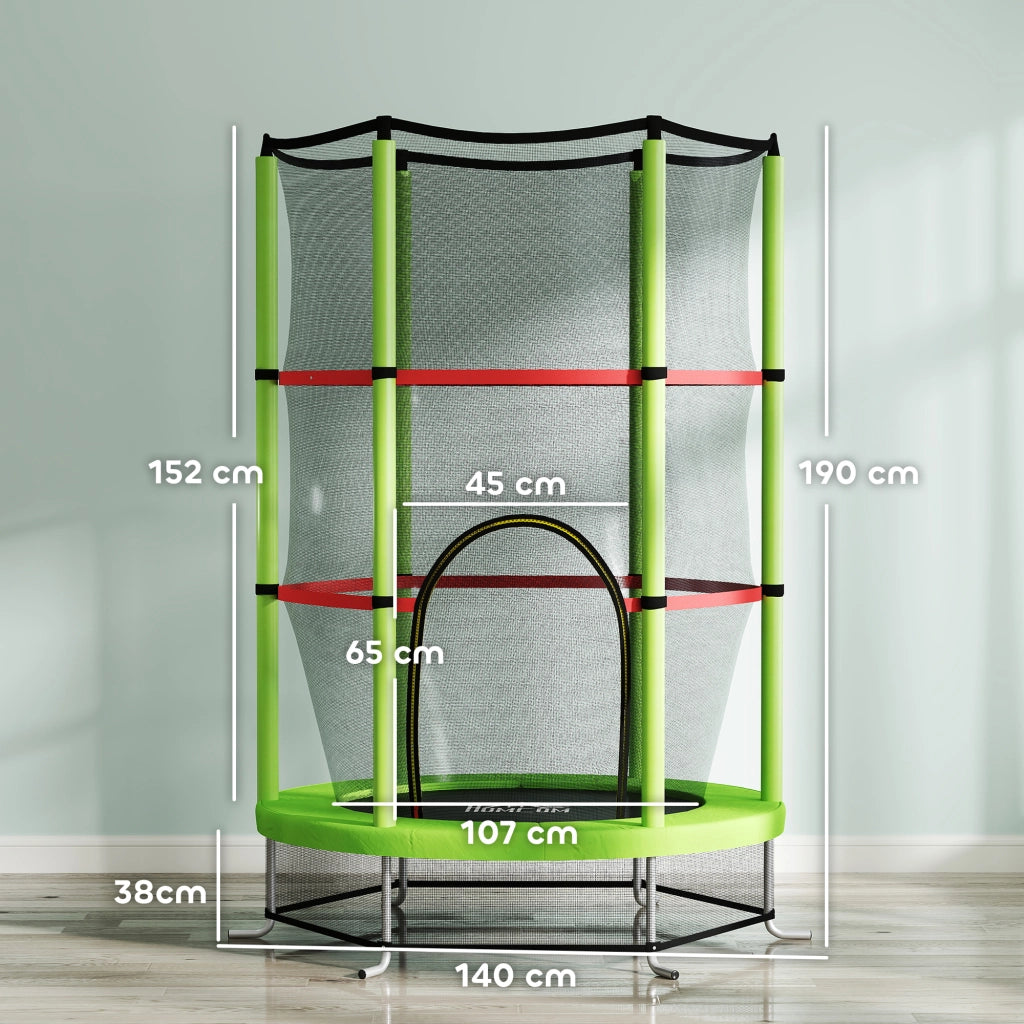Tappeto Elastico per Bambini con Rete di Protezione ¨C zephmum ¨C Verde e Nero, ?140x190 cm