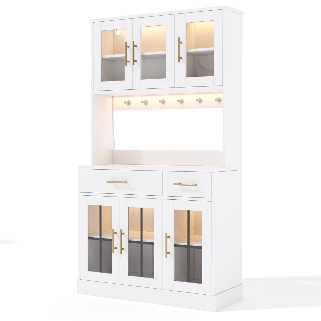 Credenza con striscia LED controllata da app; 2 cassetti e 3 ante in MDF bianco