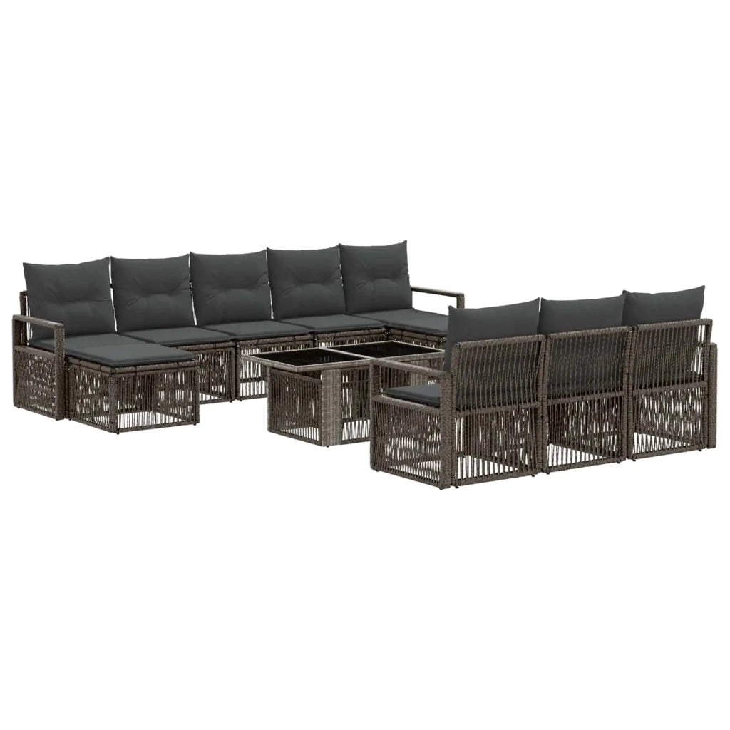 Set Divano da Giardino 11 pz Grigio e Grigio Scuro polyrattan 3437159