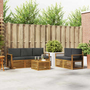 Set divani 6 pcs Naturale e Antracite Legno di Acacia Massello 3374382