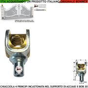 Supporto di Acciaio Zincato Con Incastonata la Chiocciola di Traino per Vite Senza Fine a 4 Principi Ricambio del BOB30 Codice Benincà 120F2 Foro da 18 mm con 4 Filetti Perno con Foro Filettato 6MA
