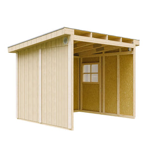 Casetta da giardino di qualità PREMIUM 5,9 mq - H231x248x294 cm - Senza pavimento e parete laterale - Timbela M938B