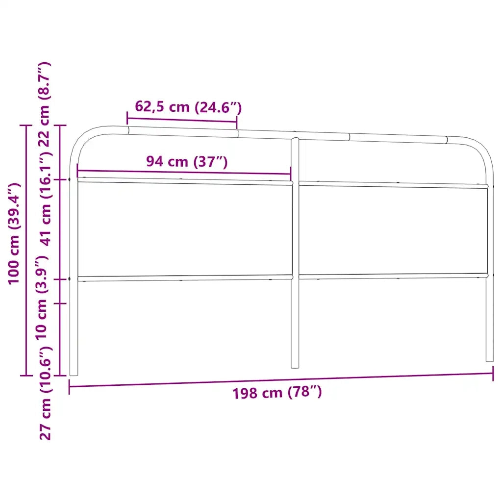 Testiera-Testata-Testiera Decorativa Rovere Fumo 190 cm in Acciaio e Legno Multistrato