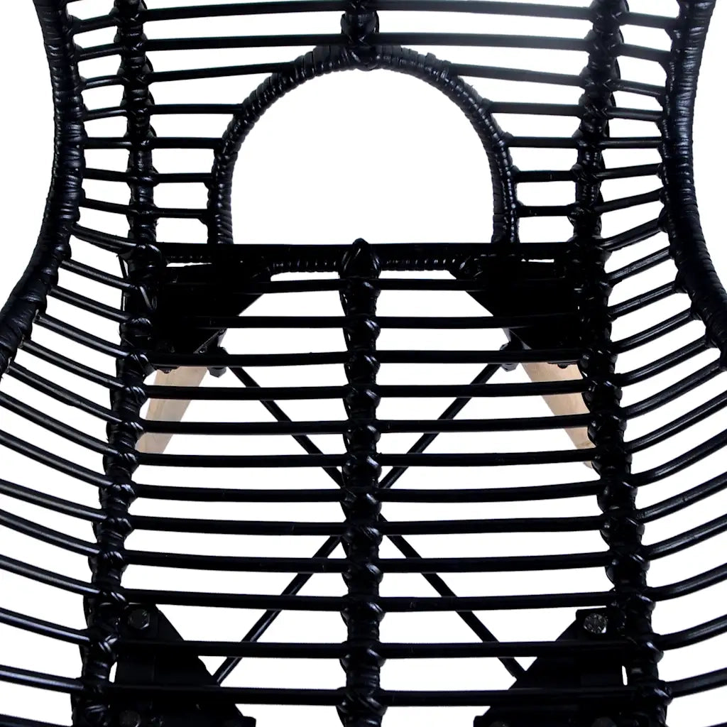 Sedie da Pranzo 4 pz Nere in Rattan Naturale 246808