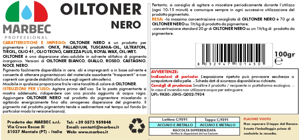 Pigmento in dispersione oleo-solubile OILTONER NERO   100GR