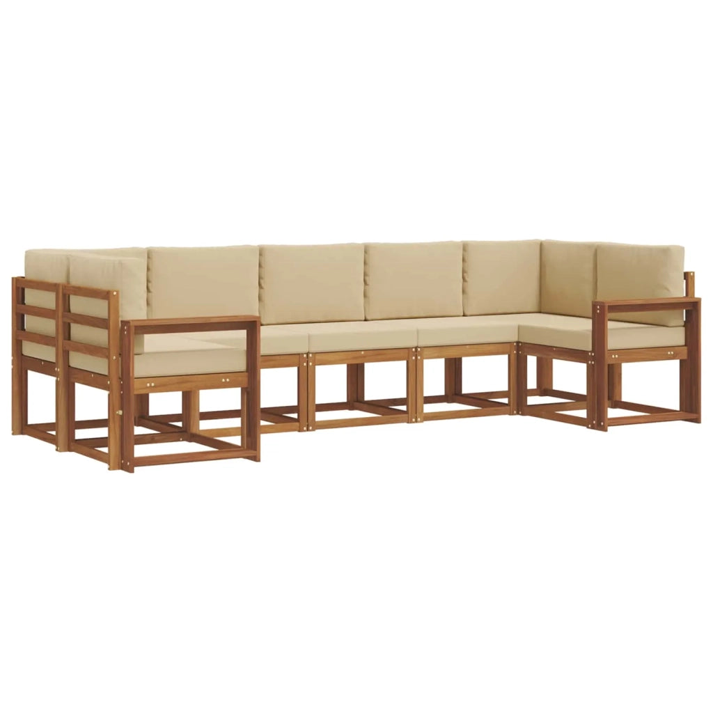 Set di divani da esterno con cuscino 7 pcs Naturale e Beige