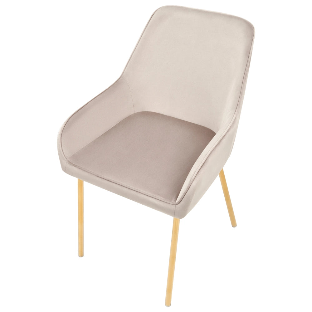Set di 2 Sedie da Pranzo con Rivestimento in Velluto beige gambe dorate glamour retrò
