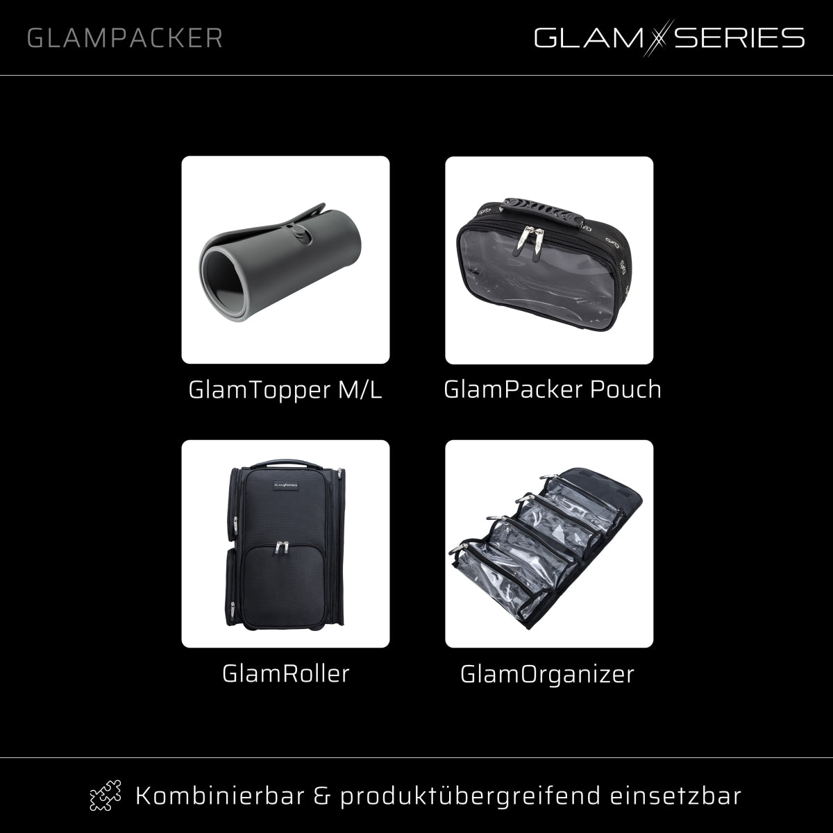 GlamSeries GlamPacker Zaino porta trucchi ergonomico ed espandibile, borsa per il trucco con scomparto con protezione termica, ideale per truccatori e parrucchieri