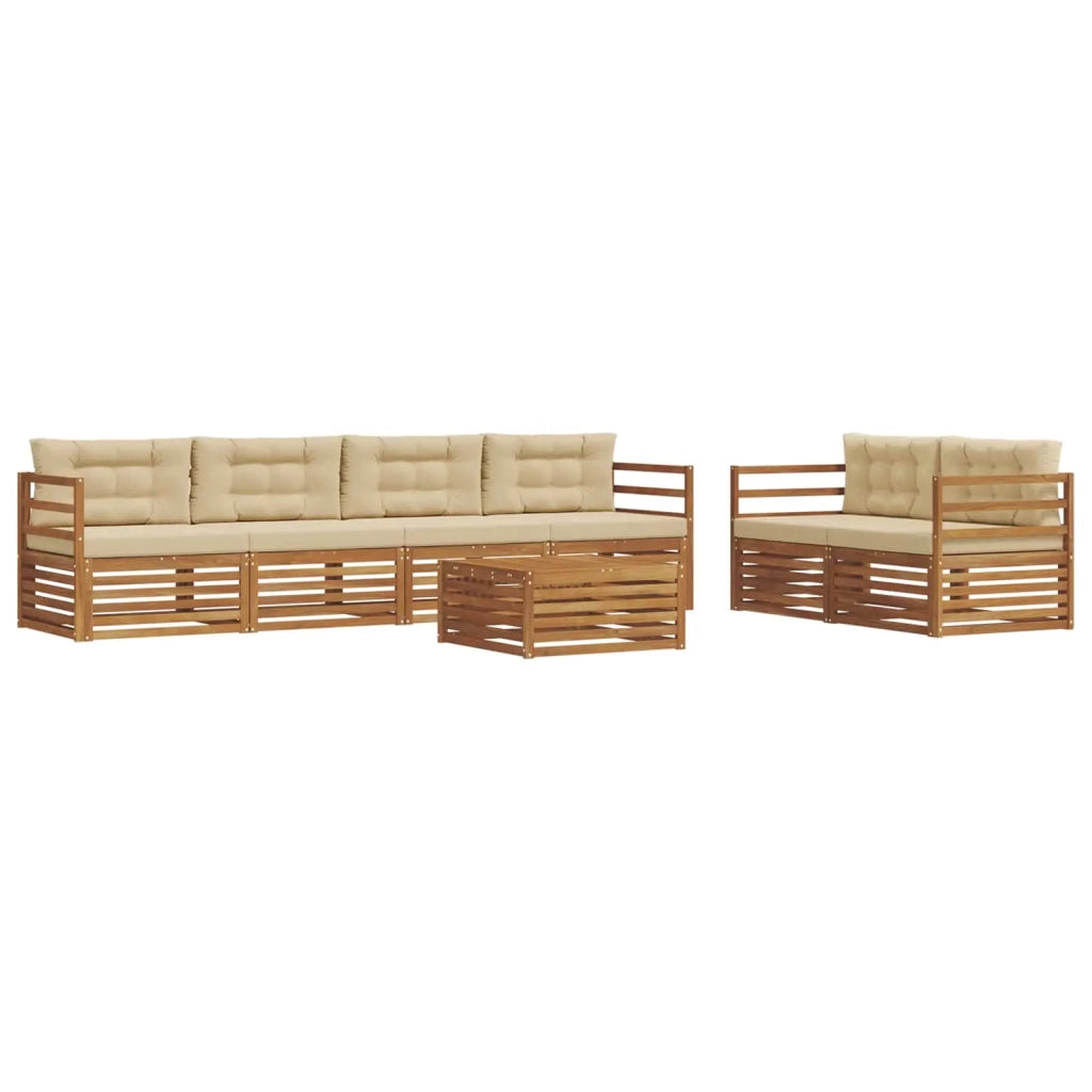 Set di divani da esterno con cuscino 7 pcs Naturale e Beige
