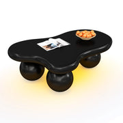 Tavolino da Caffè Forma Nuvola con LED 16 Colori; Gambe Rotonde; Stile Moderno; in MDF; Nero; 95×62;5×32 cm
