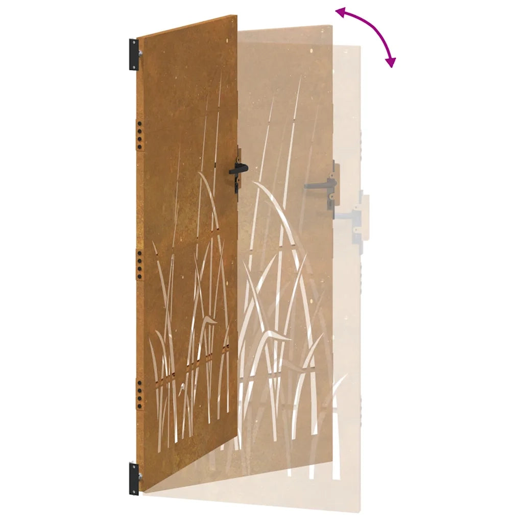 Cancello da giardino 85x175 cm in acciaio Corten con design erba CFW6336431