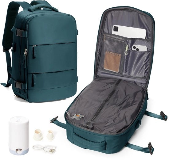 Borsa da Viaggio a Vuoto con Pompino, Borsa da Viaggio Easyjet per Bagaglio a Mano 45x36x20, Borsa da Viaggio a Vuoto con Sistema di Vuoto, Borsa da Viaggio per Donne Uomini, Blu