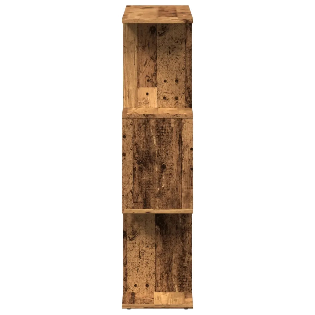 Libreria Divisorio 3 Ripiani-Scaffale per Libri-Mobile di Stoccaggio Legno Antico 70x24x97 cm Truciolato
